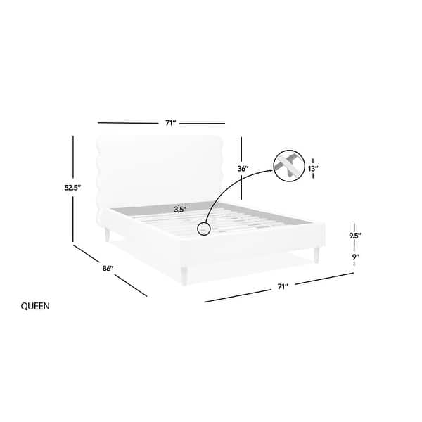 dimension image slide 0 of 2, Stockholm Mid-Century Modern Wavy Upholstered Platform Bed