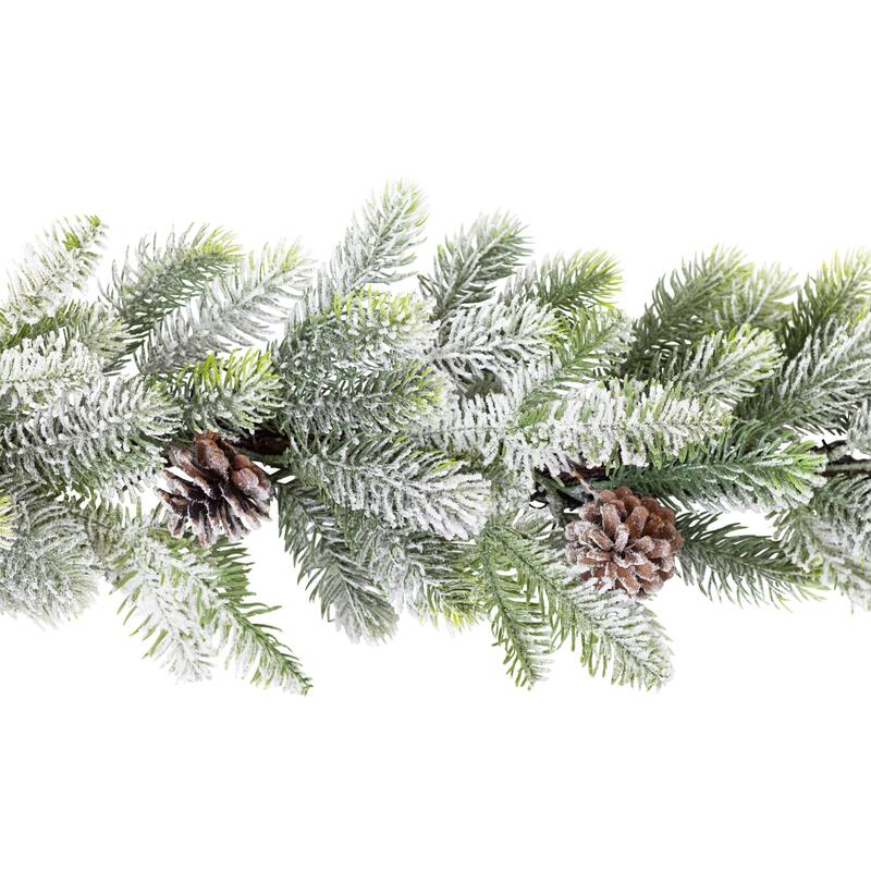 Flocked Pine and Pinecones Artificial Christmas Garland - 5.5' x 10" - Unlit