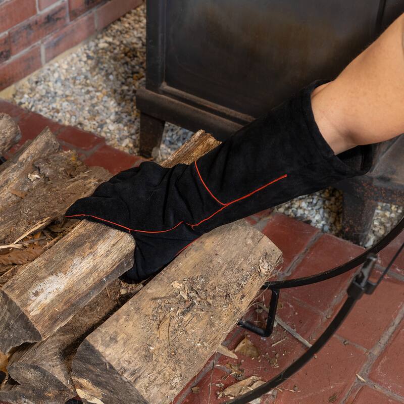 Achla Designs Suede Hearth Protection Gloves, Black