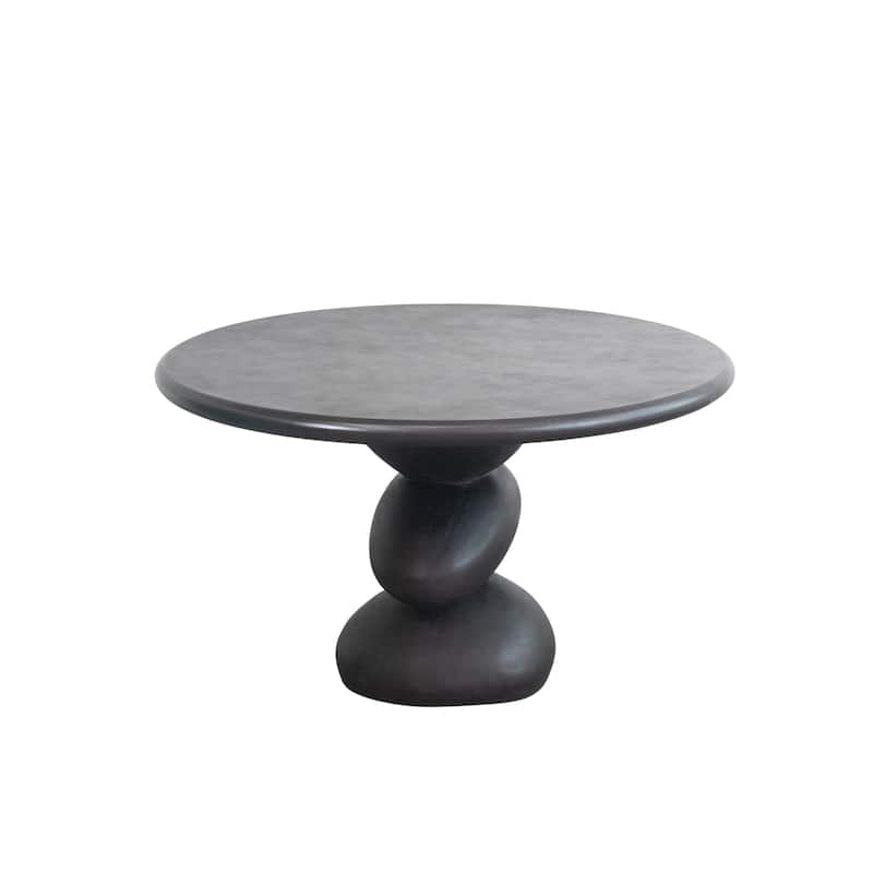 Round Indoor/Outdoor Concrete Table, Black - 48.8"L x 48.8"W x 29.5"H