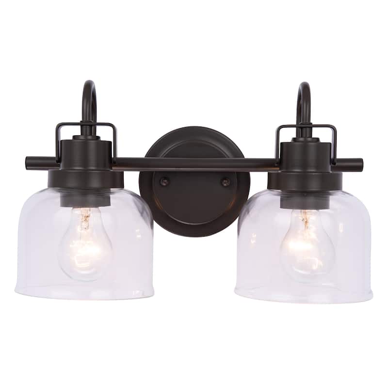 15" Wide Black 2-Light Dimmable Bathroom Vanity Light Wall Sconce