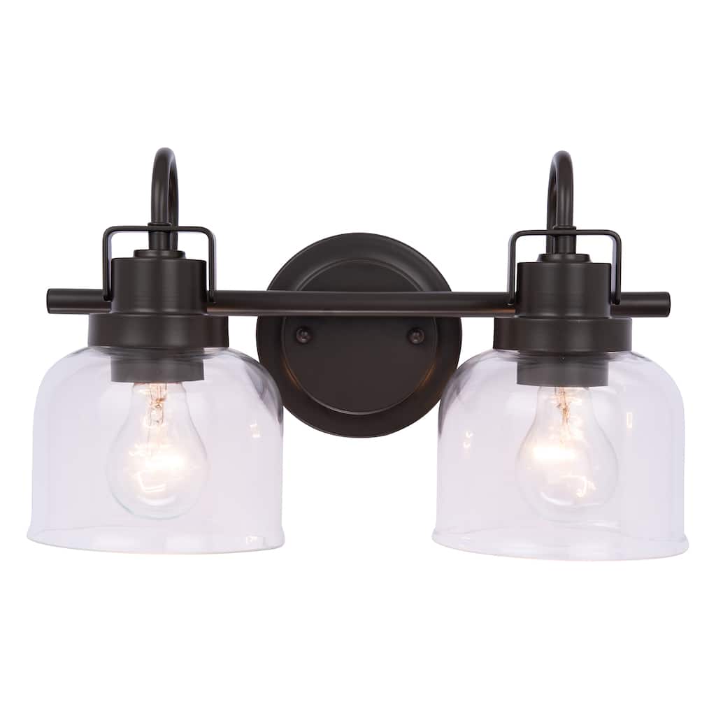 15" Wide Black 2-Light Dimmable Bathroom Vanity Light Wall Sconce