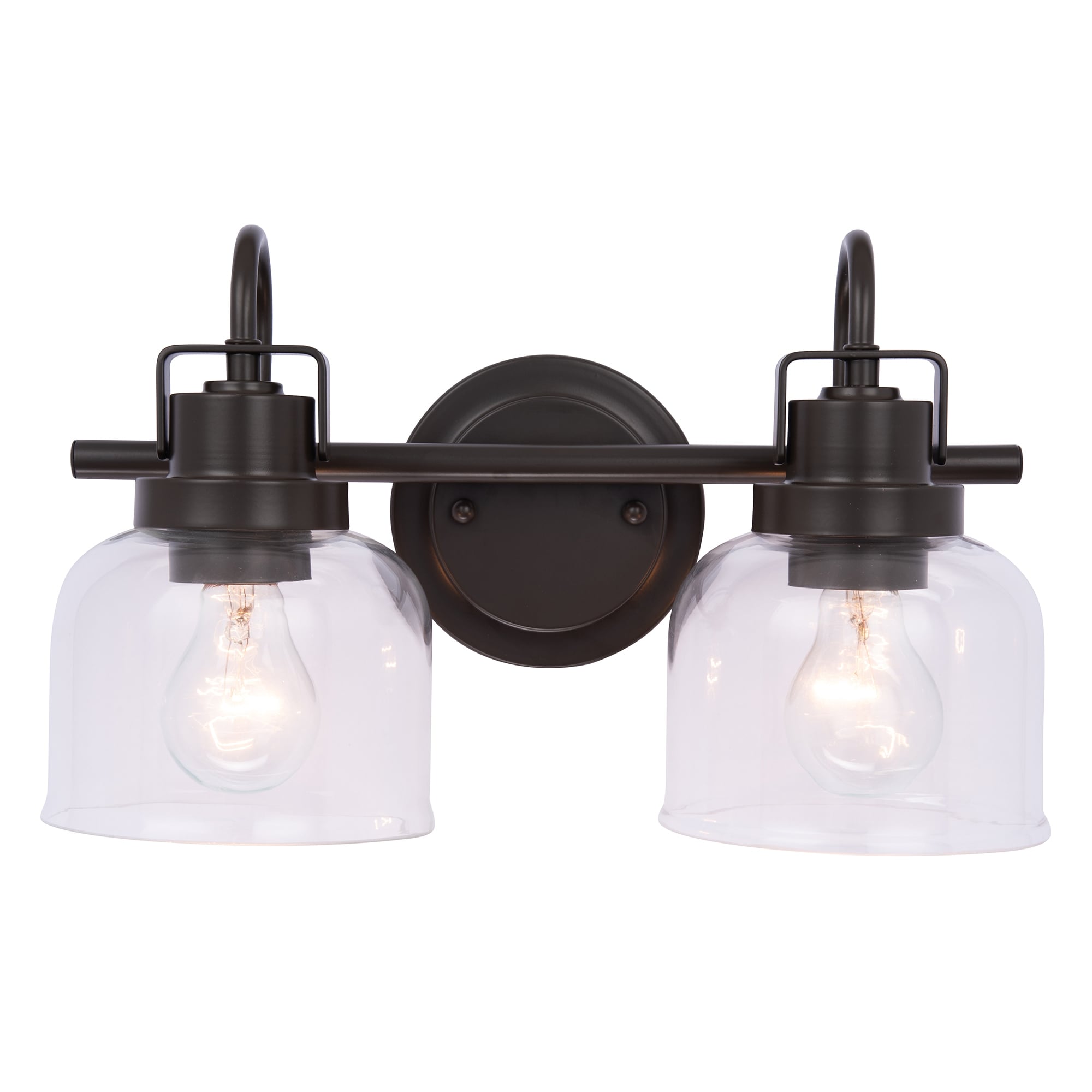 15" Wide Black 2-Light Dimmable Bathroom Vanity Light Wall Sconce