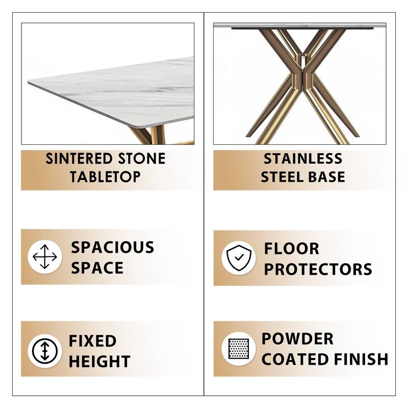 Elega Rectangular Dining Table with Sintered Stone/Glass Top