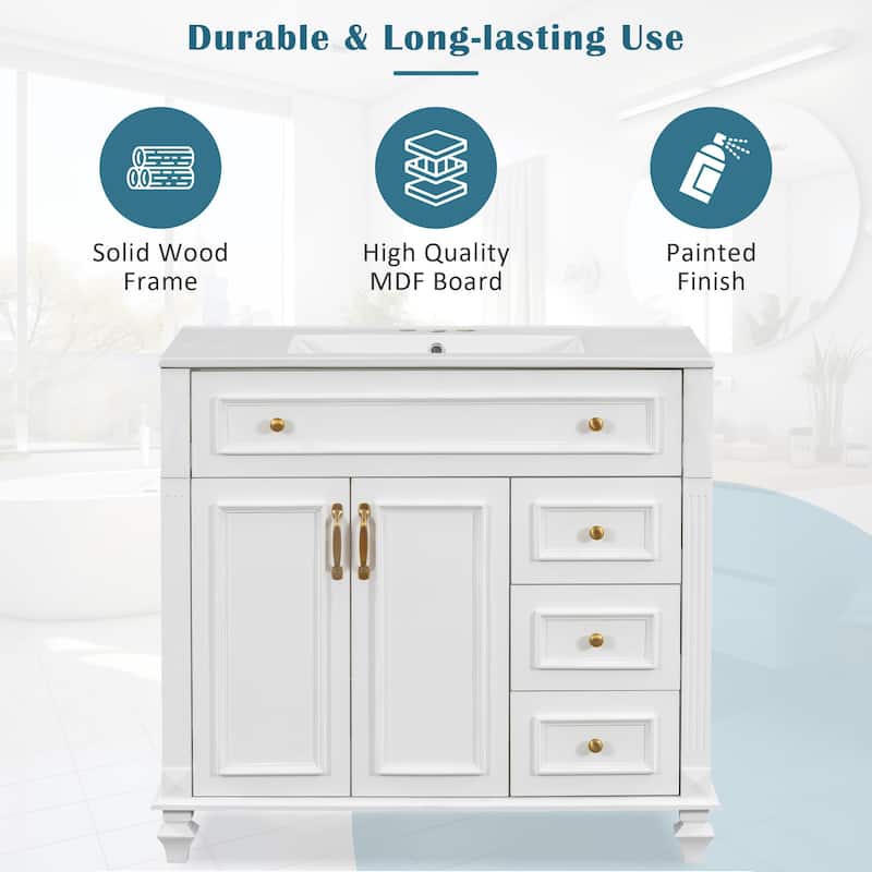 Bathroom Vanity with Sink, Bathroom Storage Cabinet with 2 Drawers, Vanity Cabinet with 1 Tip-Out Drawer and 1 Door
