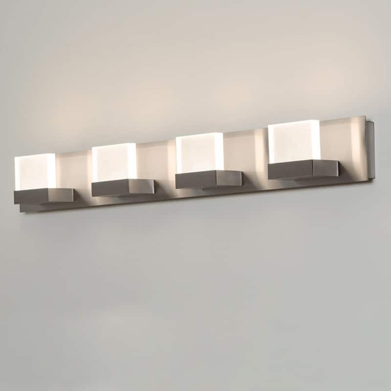 Arlo 4-light ADA Satin Nickel LED Vanity, Frosted Acrylic Shade