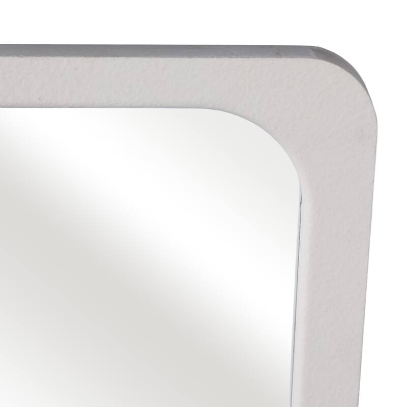 Wood Glass Frame Mirror and 2 Photos Collage Textured - 14" Ivory