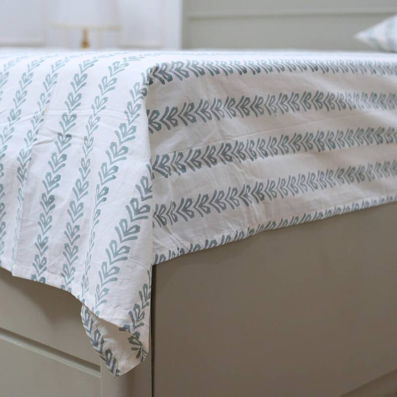Fabdivine Cotton Hand Block Floral Flat Sheet Bed Room Home Décor Accent Gift