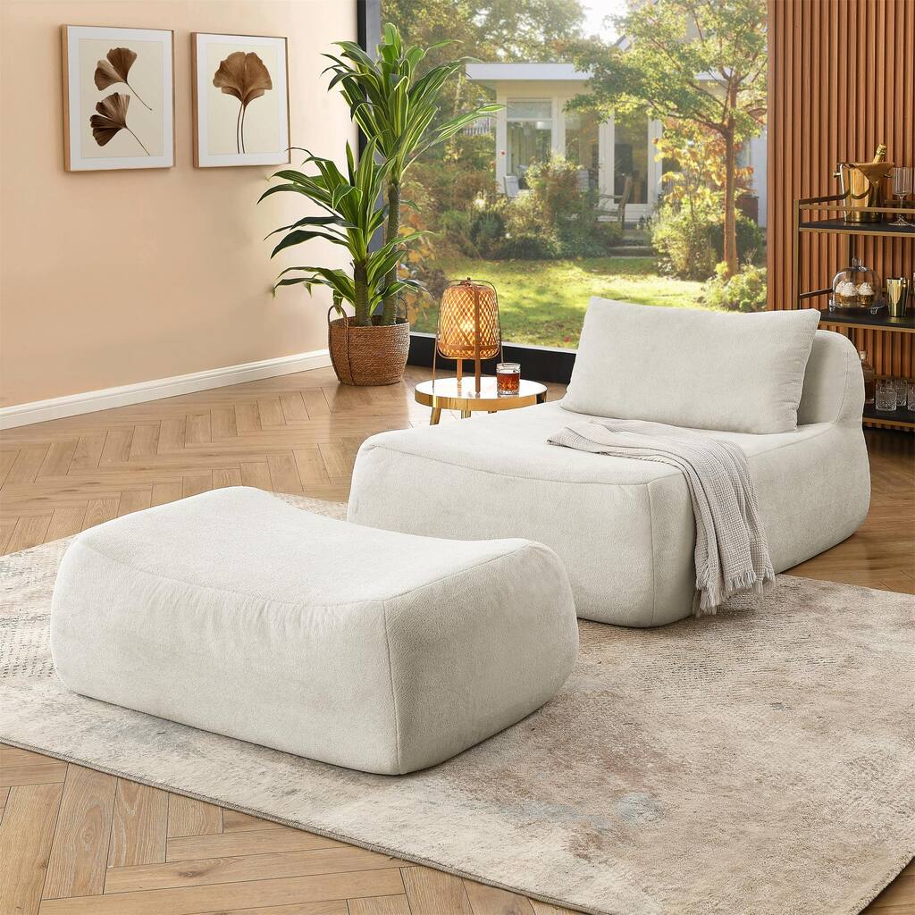 Lazy Beanbag with Waist Pillow & Ottoman