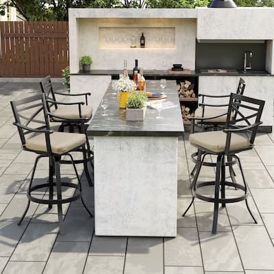 Outdoor Bar Stools Patio Aluminum Swivel Barstools with Sunbrella Cushion