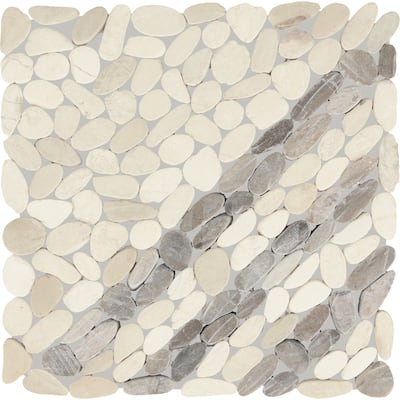 Daltile Pebble Oasis Natural Stone Striped Pebble Mosaic 11" x 11" (11 PC per Carton) (10.78 SQFT per Carton)