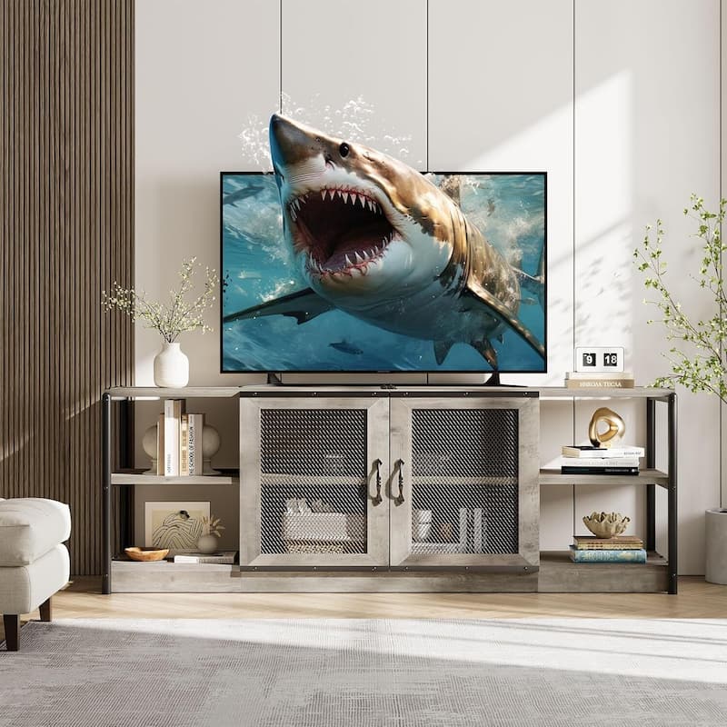 2 Tier Rustic TV Console TV Stand Entermainment Center for Living Room, Bedroom 70 Inch TV - N/A