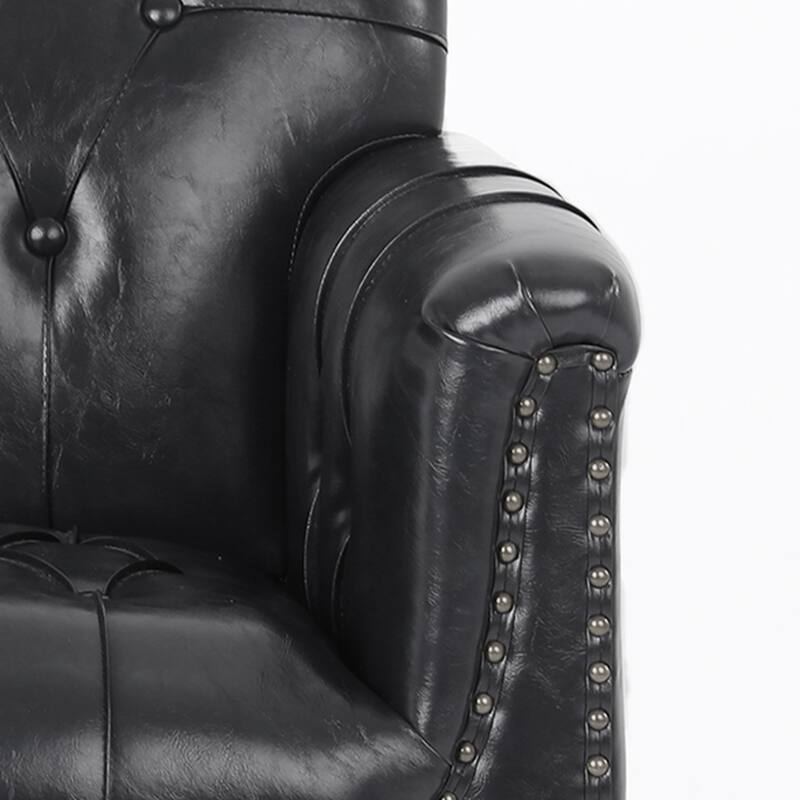 Tufted Vegan Leather Accent Chair Upholstered Armchair