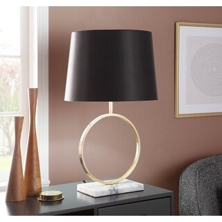 Lumisource Moon Table Lamp In White Marble, Gold Metal And Black - 15 