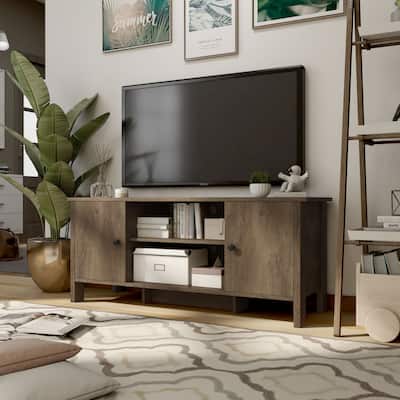 Rogan Transitional Distressed Walnut 48-inch 6-Shelf TV Console by Carbon Loft