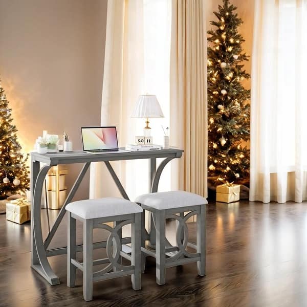 Farmhouse 3-Piece Counter Height Dining Table Set with USB Port