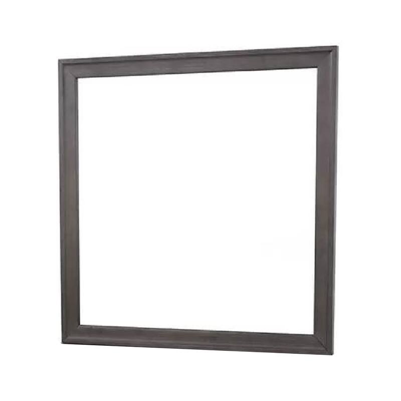 Dresser Mirror, Charcoal Gray Poplar Wood Frame, Square 40 Inch - Charcoal Gray
