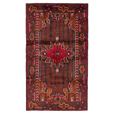 Teimani Navy, Red Rug 3'7" x 6'2" - 3'7 x 6'2