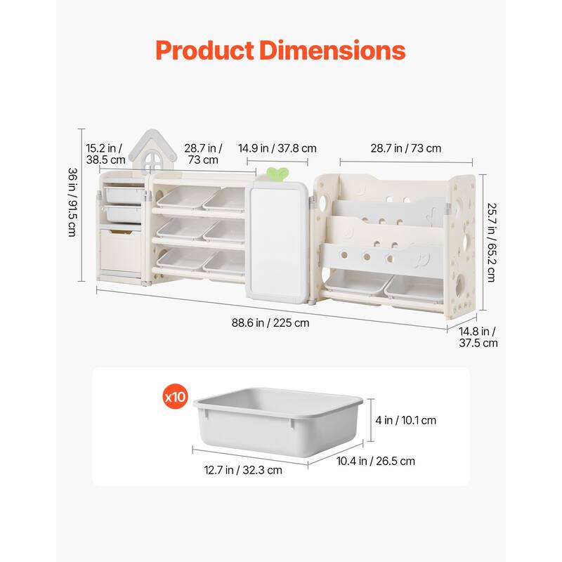 Kids Toy Storage with Bookshelf, 4-Tier Large Toy Storage Organizer