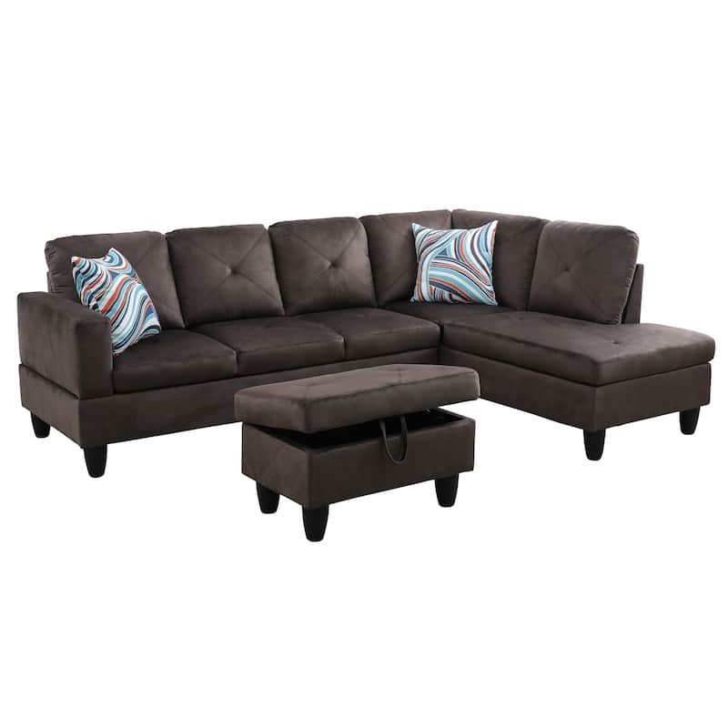 Grey Flannel 3-Piece Living Room Sofa Set