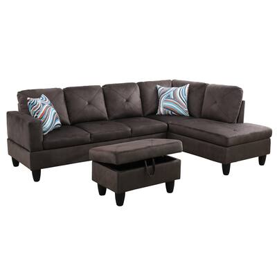 Grey Flannel 3-Piece Living Room Sofa Set