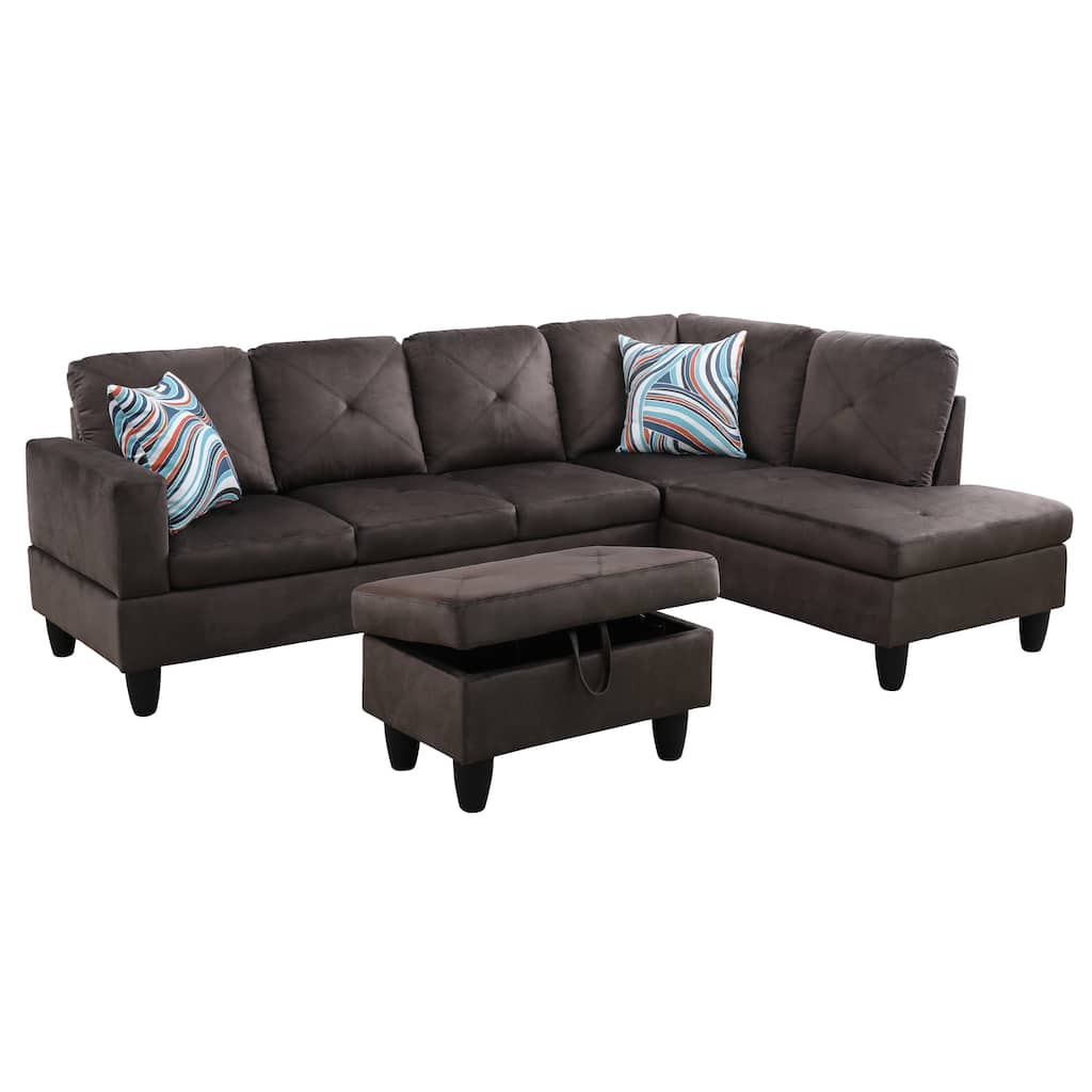 Grey Flannel 3-Piece Living Room Sofa Set