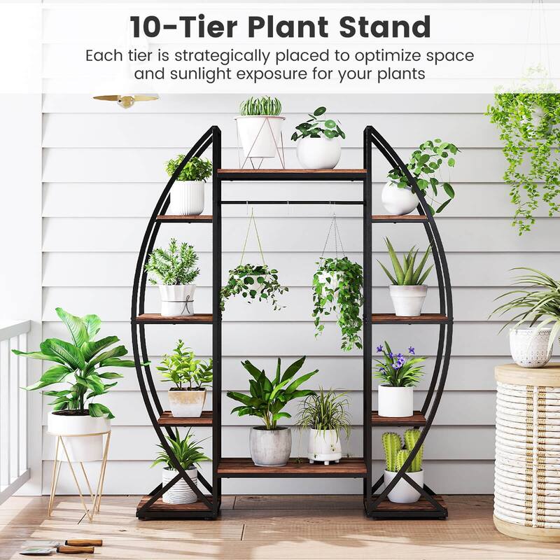 Costway 63” Tall 10-Tier Indoor Plant Stand with Grow Lights for - See Details