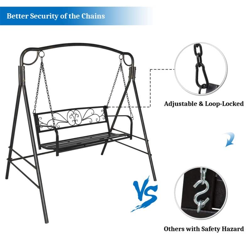 2-person Outdoor Metal Hanging Porch Swing