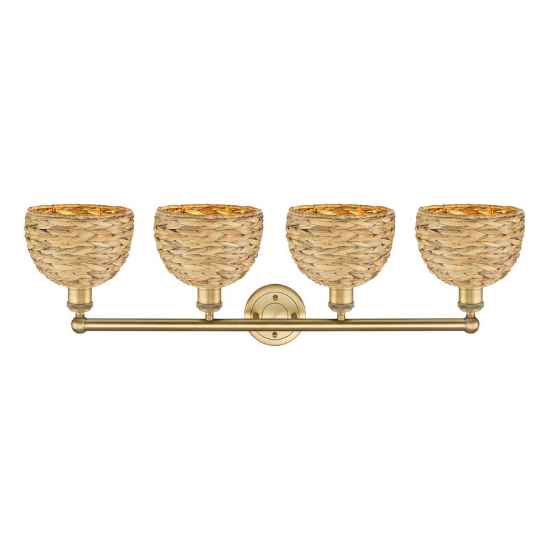 Innovations Lighting Endless Possibilities Edison - Woven Rattan - 4 Light 35" Bath Vanity Light