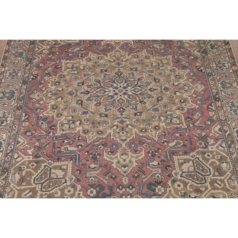 Geometric Bakhtiari Persian Vintage Area Rug Hand-Knotted Wool Carpet - 10'2"x 12'8"