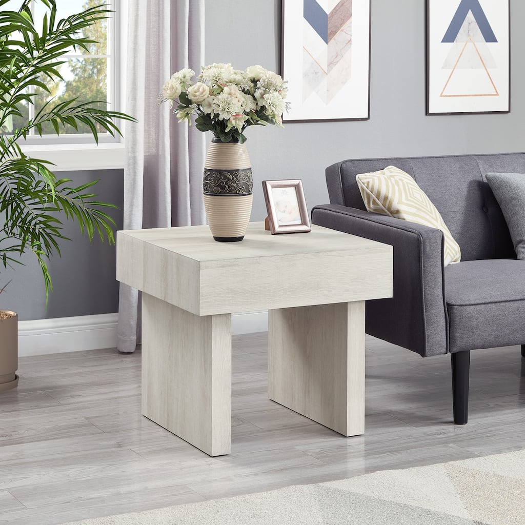Modern Accent End Table, 23.5"W x 22"D x 23"H, For Living Rooms, Bedrooms, Or Office Spaces