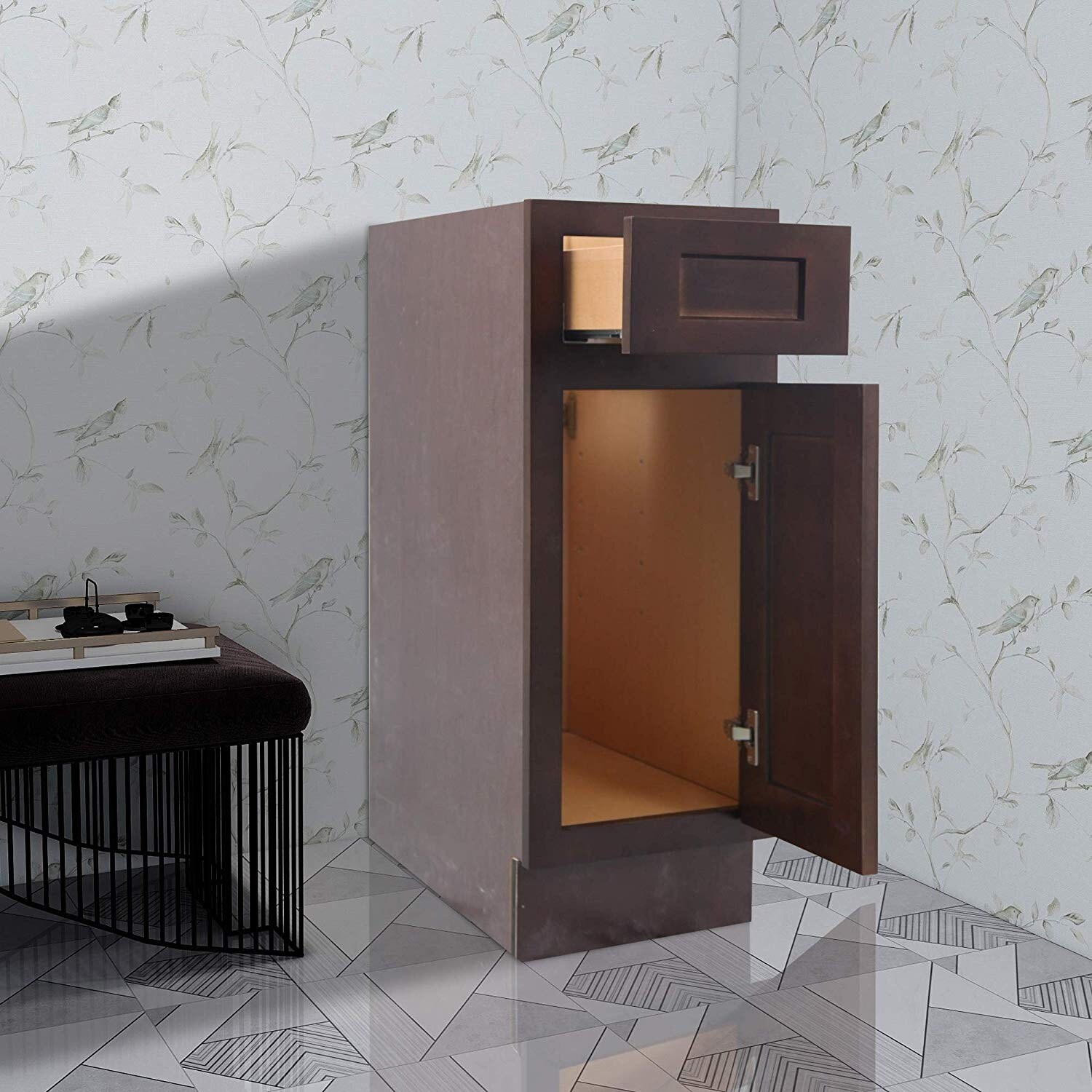 Vanity Art 15 Inch Bathroom Vanity Base Cabinet Single Right Offset Solid Wood Small Bathroom Storage Floor Cabinet Overstock 16150638 Brown