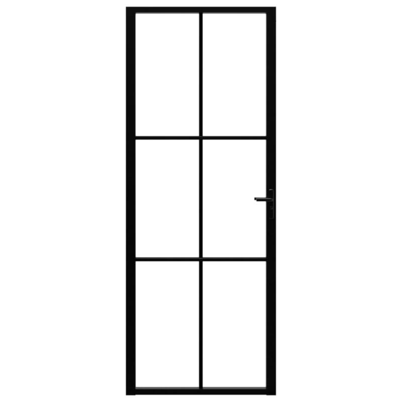 vidaXL Glass Door Interior Door with Alloy Handle ESG Glass and Aluminum Black