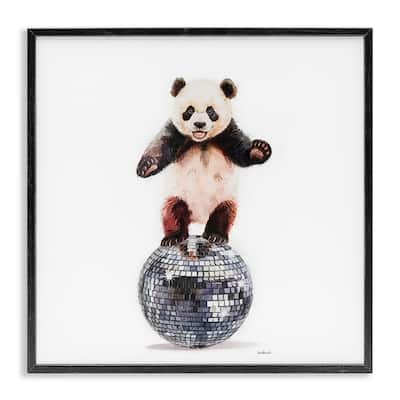 Stupell Panda Balancing on Disco Ball Framed Giclee Art Design By Amanda Greenwood