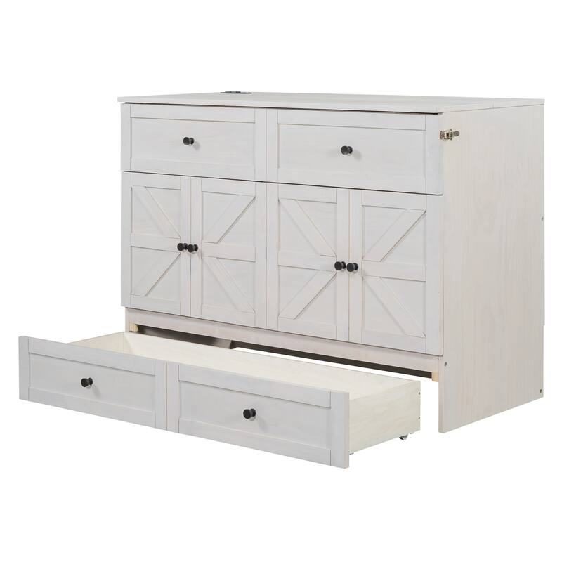 Modern Style Murphy Bed with Large Versatile Storage Drawers and USB Ports for Bedroom