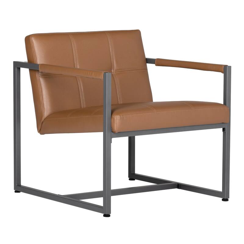 Studio Designs Home Camber Bonded Leather and Metal Mid-century Accent Chair