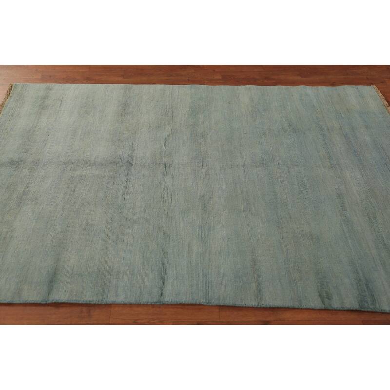 Light Green & Blue Modern Gabbeh Oriental Rug Handmade Wool Carpet - 4'8" x 6'4"