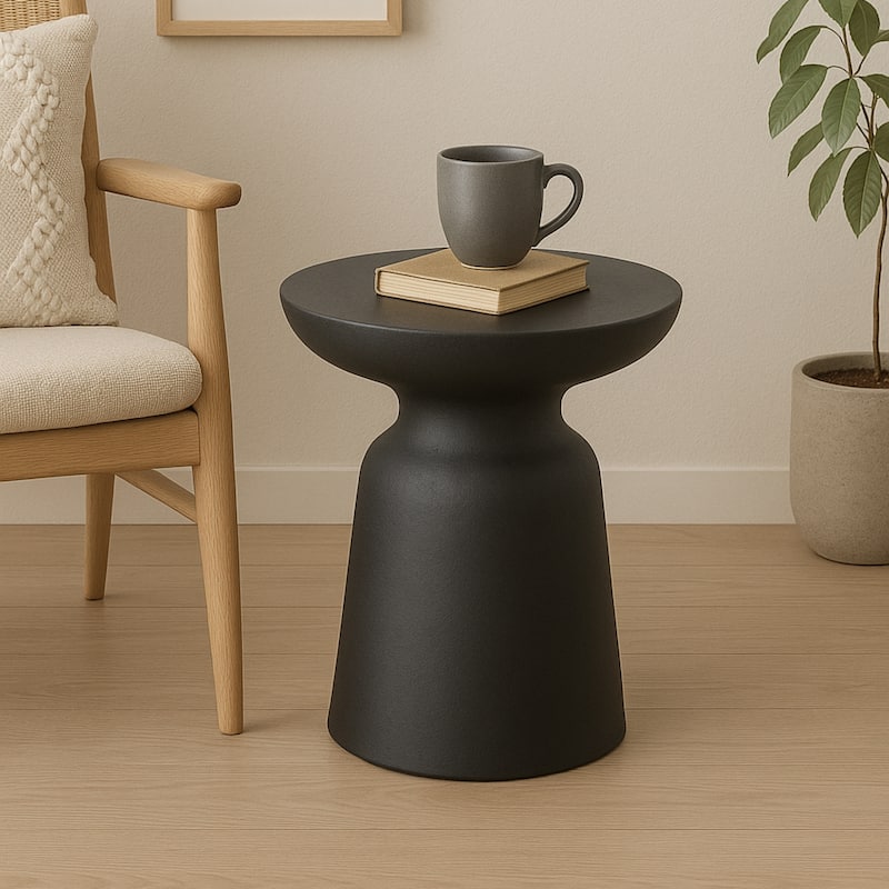 Handmade Metal Side Table - 19" - Matte Black