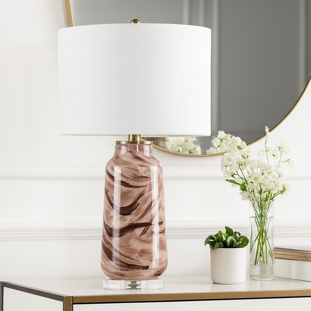 Decorative Pattern Glass Table Lamp - Desk Lighting for Small Areas - 29.0"