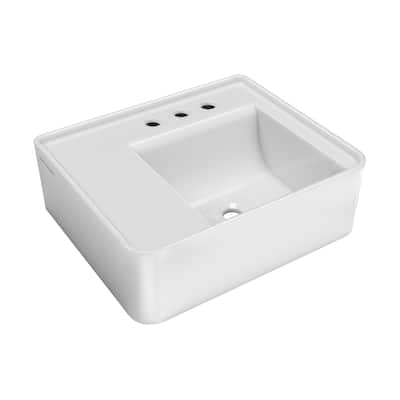 Whitehaus B-RA55-3H 21-5/8" Rectangular Vitreous China Wall Mounted