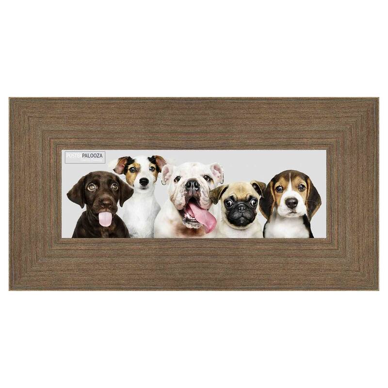 40x14 Distressed/Aged Walnut Complete Wood Panoramic Frame with UV Acrylic, Foam Board Backing, & Hardware