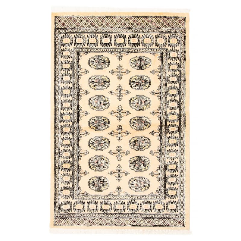 ECARPETGALLERY Hand-knotted Peshawar Bokhara Beige Wool Rug - 3'2 x 5'0 - 3'2 x 5'0 - Beige