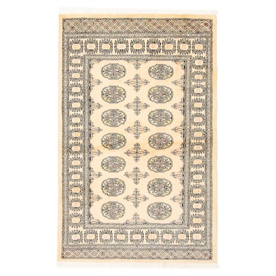 ECARPETGALLERY Hand-knotted Peshawar Bokhara Beige Wool Rug - 3'2 x 5'0