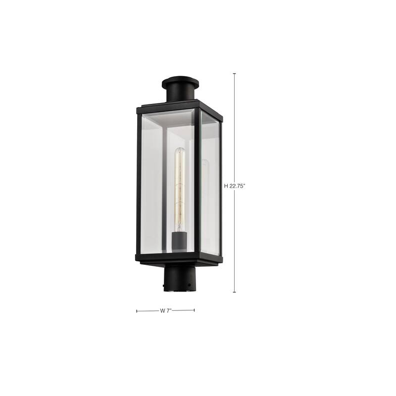 Luca Outdoor Post Lantern Sand Black Finish Clear Beveled Glass