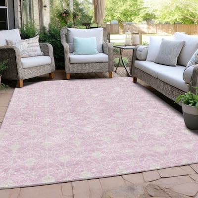 Machine Washable Indoor/ Outdoor Chantille Geo Teardrop Rug