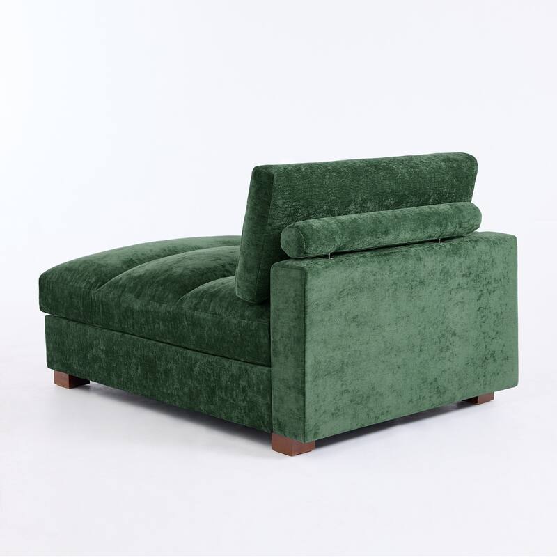 Mid-Century Chenille Adjustable Headrest Chaise Lounge Sofa
