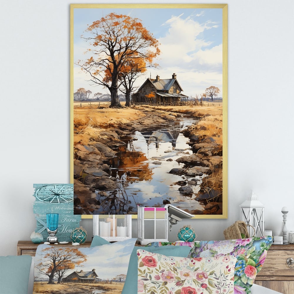 Designart "Farmhouse Rustic Retreat I" Countryside Framed Canvas Art Print