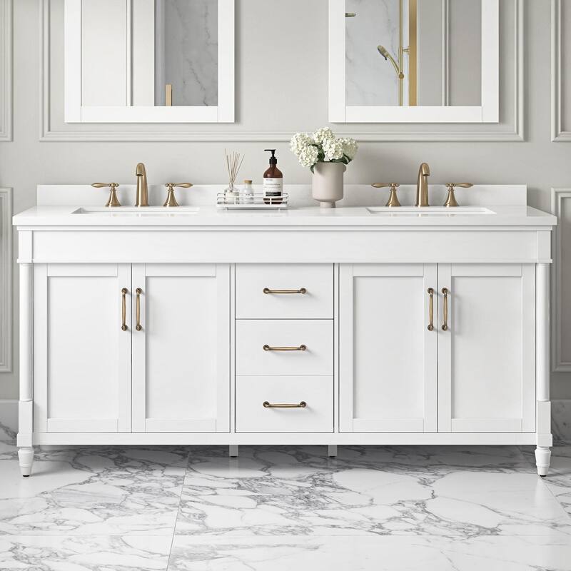 Ove Decors Salisbury 72 Salisbury 72" Free Standing Double Basin - Pure White - Painted