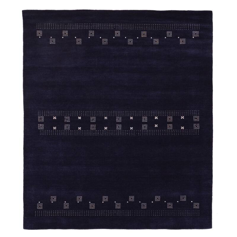 ECARPETGALLERY Hand Loomed Kashkuli Gabbeh Navy Wool Rug - 8'1 x 9'7