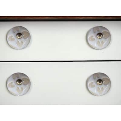 HomeRoots Set of Eight Beige And White Ceramic And Metal Drawer Pull Knobs - 1.5' X '1.5' X '1.5